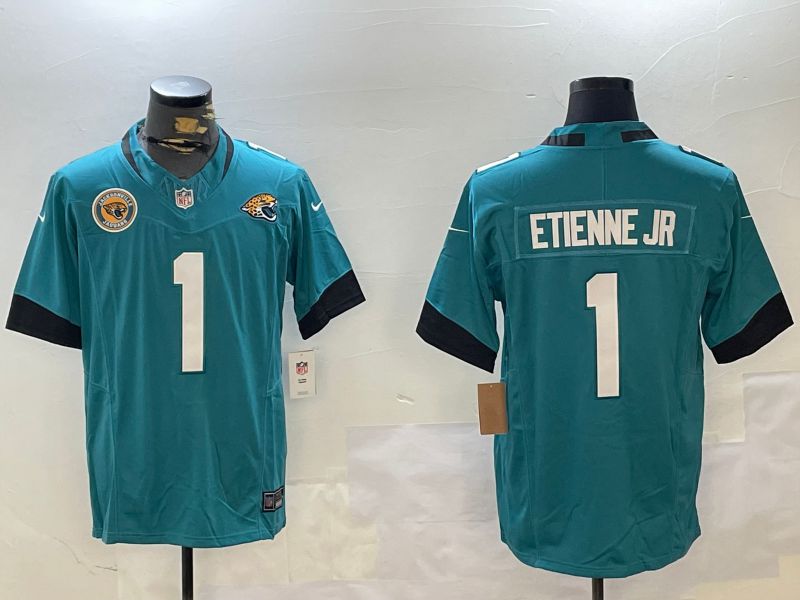Men Jacksonville Jaguars 1 Etienne jr Green Second generation 2024 Nike Limited NFL Jersey style 2